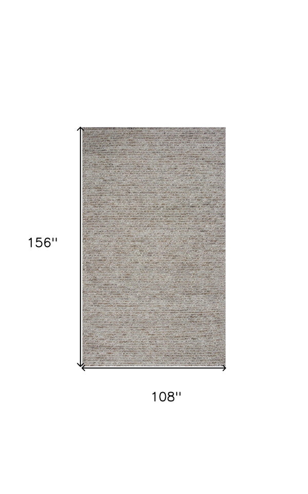 Homeroots 9' X 13' Natural Beige Hand Woven Knobby Loop Indoor Area Rug  Wool 350616