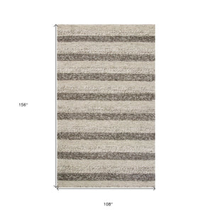 Homeroots 9' X 13' Wool Grey Or  White Area Rug  Wool 350617