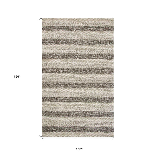 Homeroots 9' X 13' Wool Grey Or  White Area Rug  Wool 350617