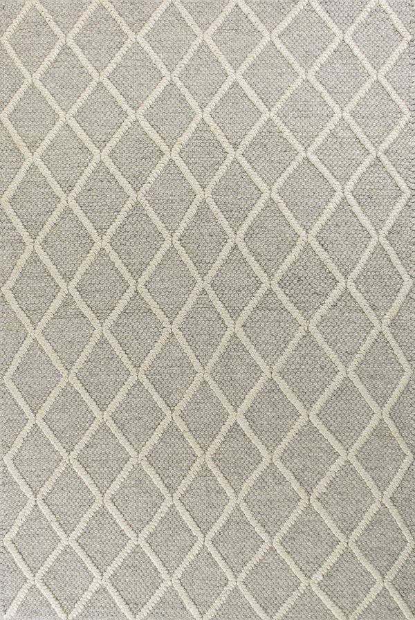 Homeroots 9' X 13' Grey Hand Woven Diamond Pattern Indoor Area Rug  Wool 350618