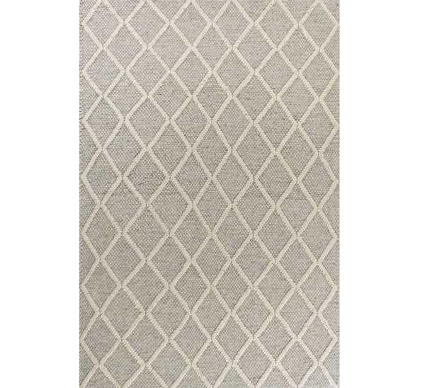 Homeroots 9' X 13' Grey Hand Woven Diamond Pattern Indoor Area Rug  Wool 350618