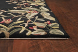 Homeroots 9' X 13' Green And Black Wool Tropical Floral Hand Tufted Area Rug  Wool 350621