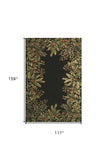 Homeroots 9' X 13' Green And Black Wool Tropical Floral Hand Tufted Area Rug  Wool 350621