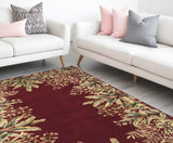 Homeroots 9' X 13' Ruby Red Wool Floral Hand Tufted Area Rug  Wool 350623