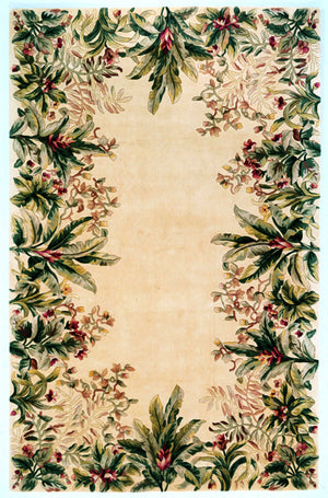 Homeroots 9' X 13' Ivory Wool Floral Hand Tufted Area Rug  Wool 350625