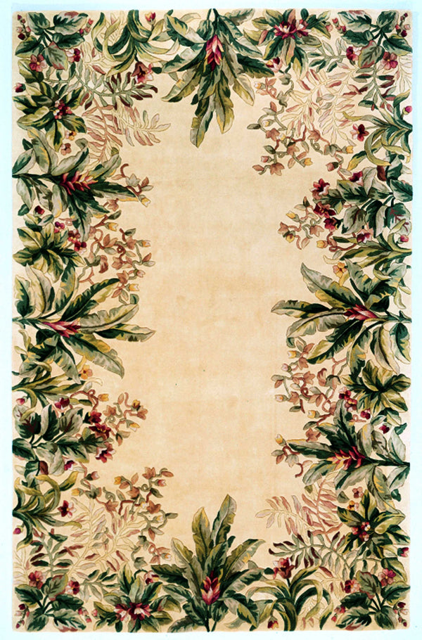 Homeroots 9' X 13' Ivory Wool Floral Hand Tufted Area Rug  Wool 350625