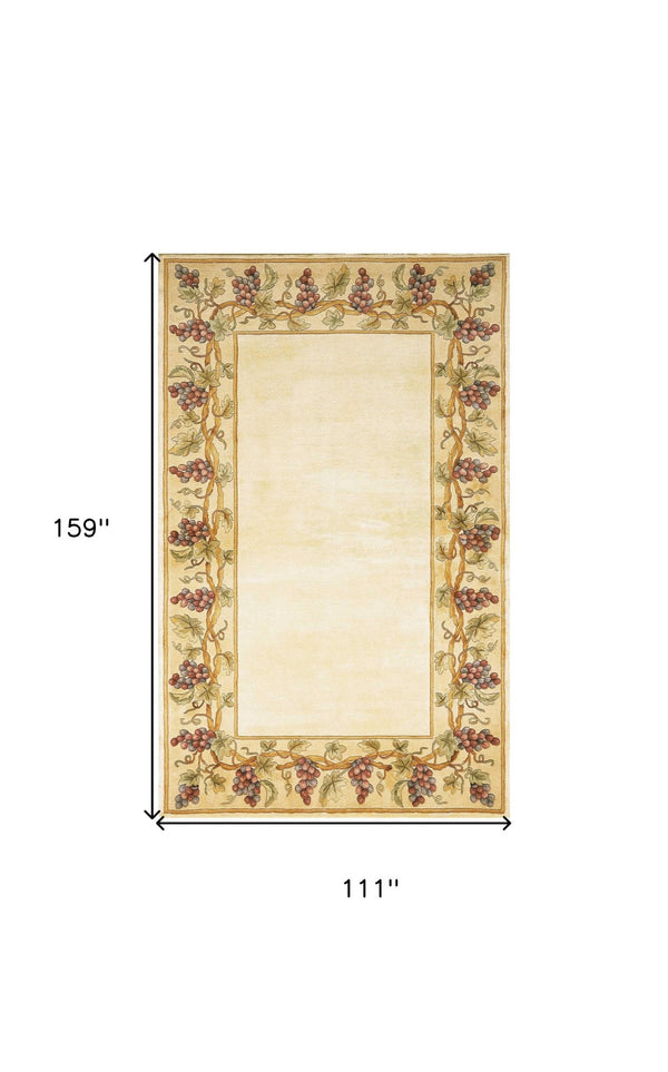 HomeRoots 9' Hand-Tufted Wool Area Rug with Ivory Floral Vines – Elegant, Durable, and Cozy for Any Space 9' X 13' 350627