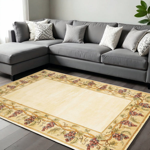 HomeRoots 9' Hand-Tufted Wool Area Rug with Ivory Floral Vines – Elegant, Durable, and Cozy for Any Space 9' X 13' 350627