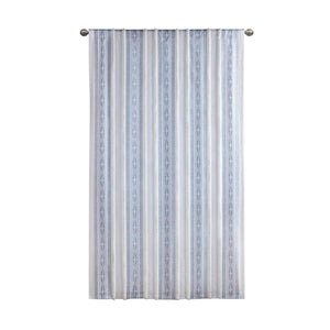 English Elm Poly Printed Curtain Panel With Tufted Stripe & Lining – Elegant White/Navy 50X84" For Any Room B035P268157-GIGA
