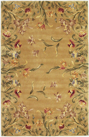 Homeroots 9' X 13' Golden Yellow Wool Floral Hand Tufted Area Rug  Wool 350628