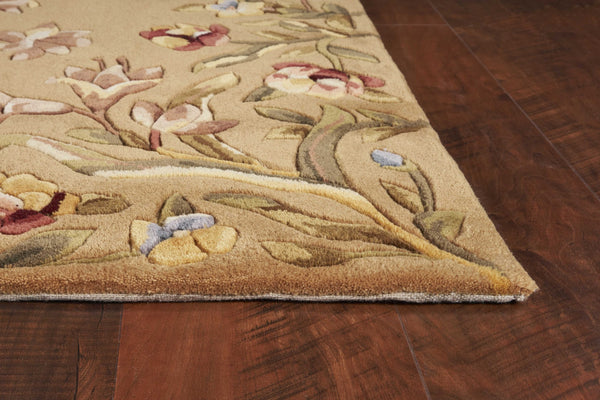 Homeroots 9' X 13' Golden Yellow Wool Floral Hand Tufted Area Rug  Wool 350628