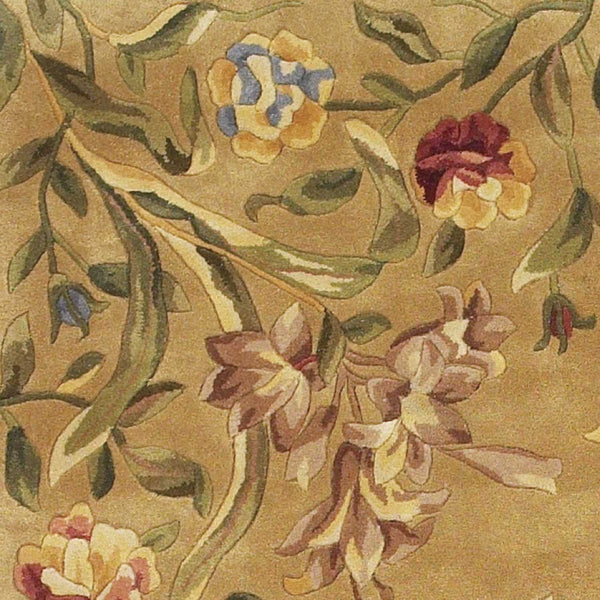 Homeroots 9' X 13' Golden Yellow Wool Floral Hand Tufted Area Rug  Wool 350628