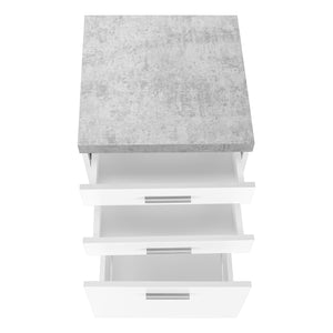 English Elm File Cabinet Rolling Mobile 3-Drawer with Cement-Top Printer Stand, White Finish, Locking Wheels B2710P219597