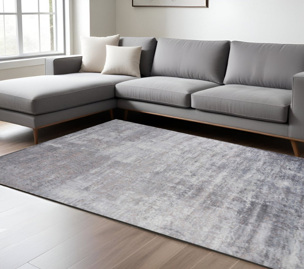 HomeRoots 9' Hand-Loomed Abstract Area Rug in Slate Gray & Dark Gray - Timeless Texture for Modern Spaces 9' X 13' 350639
