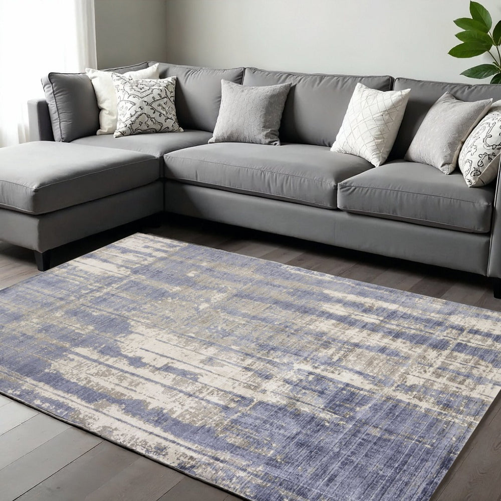 HomeRoots 9' Gray and Ivory Abstract Area Rug - Hand-Loomed Artisan Craftsmanship for Modern Living Spaces 9' X 13' 350640
