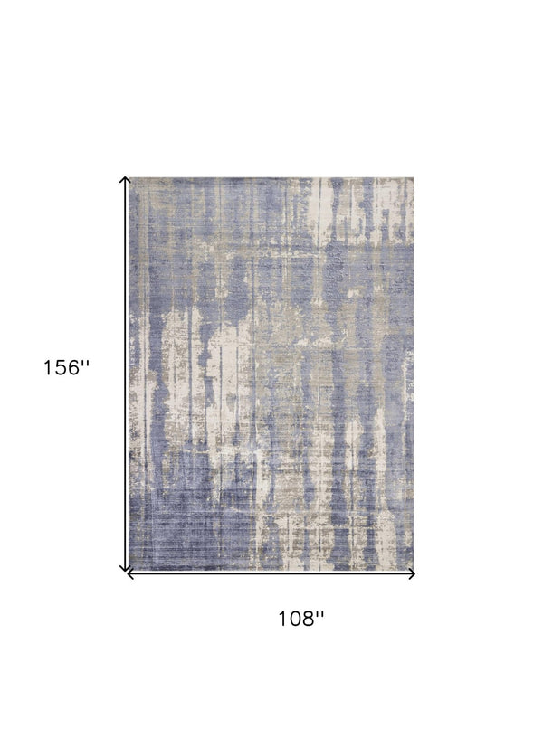 HomeRoots 9' Gray and Ivory Abstract Area Rug - Hand-Loomed Artisan Craftsmanship for Modern Living Spaces 9' X 13' 350640