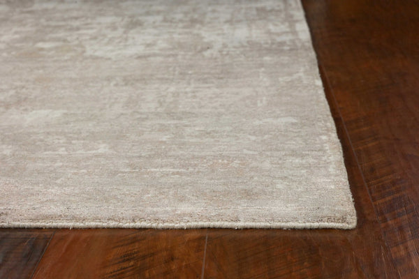 HomeRoots 9' Abstract Hand Loomed Area Rug in Beige and Ivory - Luxurious Soft Viscose for Modern Spaces 9' X 13' 350642