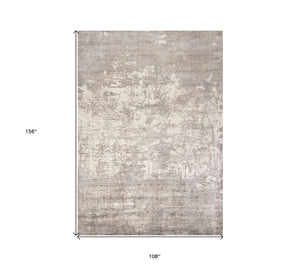 HomeRoots 9' Abstract Hand Loomed Area Rug in Beige and Ivory - Luxurious Soft Viscose for Modern Spaces 9' X 13' 350642