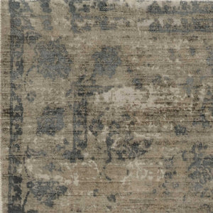 HomeRoots 5' Hand Loomed Beige and Blue Floral Medallion Area Rug – Artisanal Charm for Your Living Space 9' X 13' 350643
