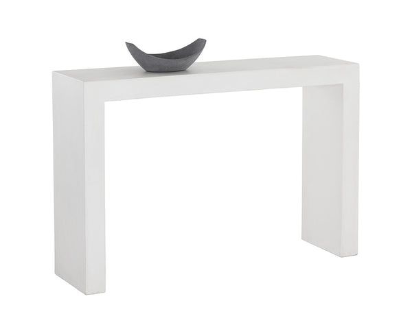 Sunpan Axle Console Table - Bold Concrete Design with Clean Lines for Modern Indoor and Outdoor Spaces White