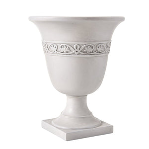 English Elm Classic Handcrafted Outdoor Planter Sculptural Fiberglass Patio Garden Urn for Entryways Antique White N772P406699W