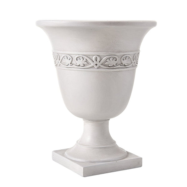 English Elm Classic Handcrafted Outdoor Planter Sculptural Fiberglass Patio Garden Urn for Entryways Antique White N772P406699W