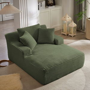 English Elm Oversized Corduroy Chaise Lounge with Pocket Spring Support Ready to Use Living Room Green W2339P442150