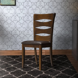 English Elm Transitional Ladder Back Dining Chairs Solid Wood Faux Leather Seat Set of 2 B056P416794