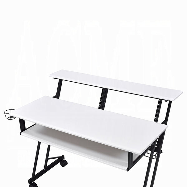 English Elm Music Recording Studio Desk with Raised Monitor Shelf and Keyboard Tray for Organized Workflow Black,White B016P312638