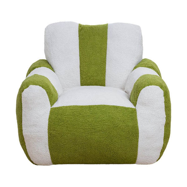 English Elm Bean Bag Chair Teddy Plush Heart Backrest Foam Filled Accent Seat for Adults White+Green W2510P465454