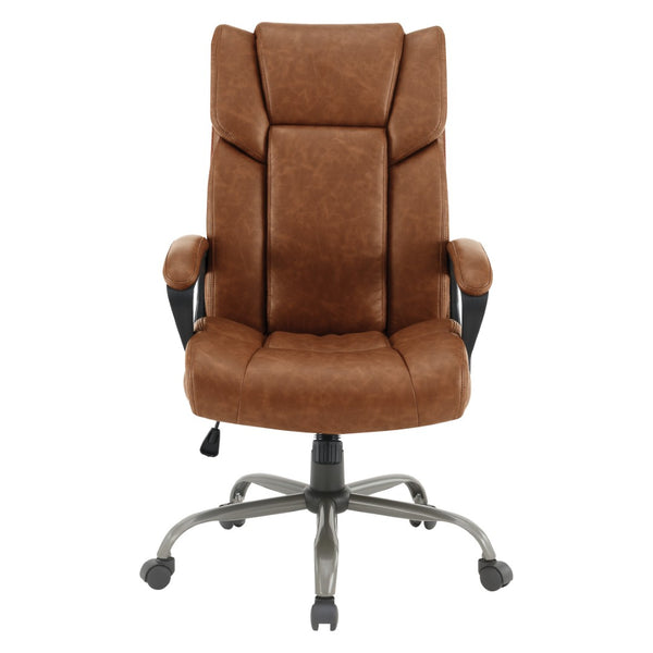 OSP Home Furnishings Execuative High Back Faux Leather Office Chair with Lumbar Support and Pneumatic Lift High-Back Saddle FL14570-U41