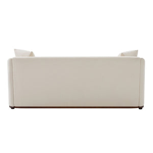 English Elm Modern Chenille Three Seater Sofa with Rubberwood Base and Wrap Around Arms for Living Room Beige N763S000110A