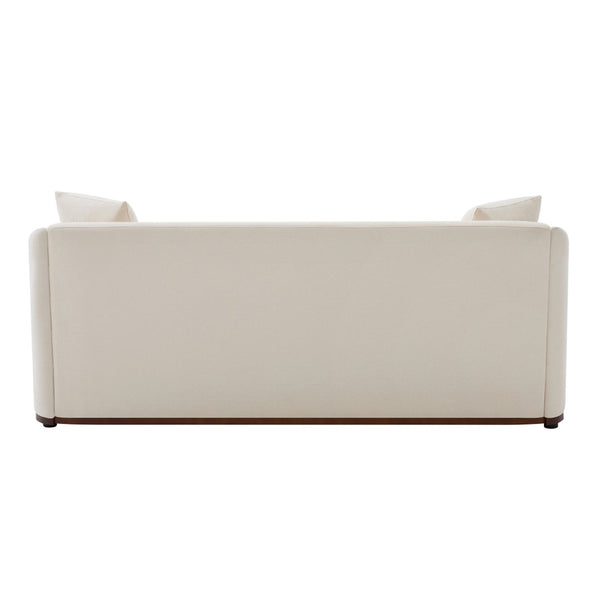 English Elm Modern Chenille Three Seater Sofa with Rubberwood Base and Wrap Around Arms for Living Room Beige N763S000110A