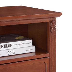 English Elm Open Dresser Nightstand with Charging Station and Open Shelf, 2 Drawers, Solid Wood Legs, Farmhouse Appeal Walnut W1693P216935