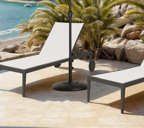 Meridian Furniture Cozumel Heavy Duty Steel Patio Umbrella Base with Wheels for Outdoor Stability and Support Black 350Black