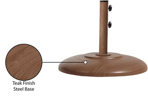 Meridian Furniture Cozumel Heavy Duty Steel Patio Umbrella Base with Wheels for Outdoor Stability and Support Teak 350Teak