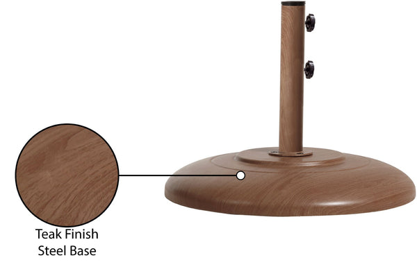 Meridian Furniture Cozumel Heavy Duty Steel Patio Umbrella Base with Wheels for Outdoor Stability and Support Teak 350Teak