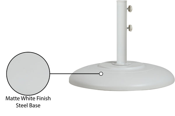 Meridian Furniture Cozumel Heavy Duty Steel Patio Umbrella Base with Wheels for Outdoor Stability and Support White 350White