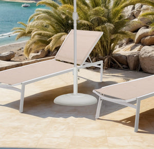 Meridian Furniture Cozumel Heavy Duty Steel Patio Umbrella Base with Wheels for Outdoor Stability and Support White 350White