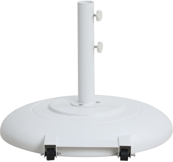 Meridian Furniture Cozumel Heavy Duty Steel Patio Umbrella Base with Wheels for Outdoor Stability and Support White 350White