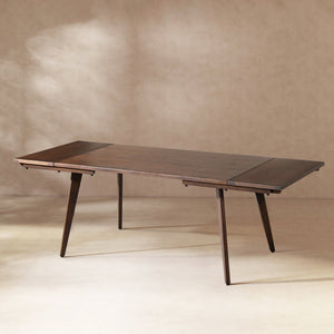 English Elm Jennifer Taylor Home - Capri Solid Red Oak 59–90.5" Extendable Dining Table for 6–8 with Mid-Century Tapered Legs and Grain Dark Brown B2719P395576