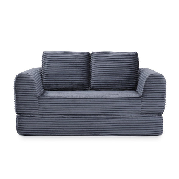 English Elm 2-in-1 Corduroy Futon Loveseat Sleeper Modular Floor Couch for Studio Living Rooms Grey W1117P415684