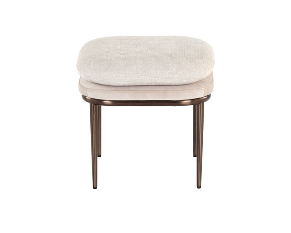 Sunpan Koffi Stool - Stylish Contemporary Design with Double Cushioned Seat and Sleek Stainless Steel Base Dark Bronze / Chacha Cream / Meg Taupe