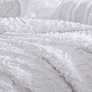 English Elm Rhapsody 6-Piece King Comforter Cover Set In Crisp White - Soft Cotton, Elegant Design & Easy Care B340P341968-GIGA