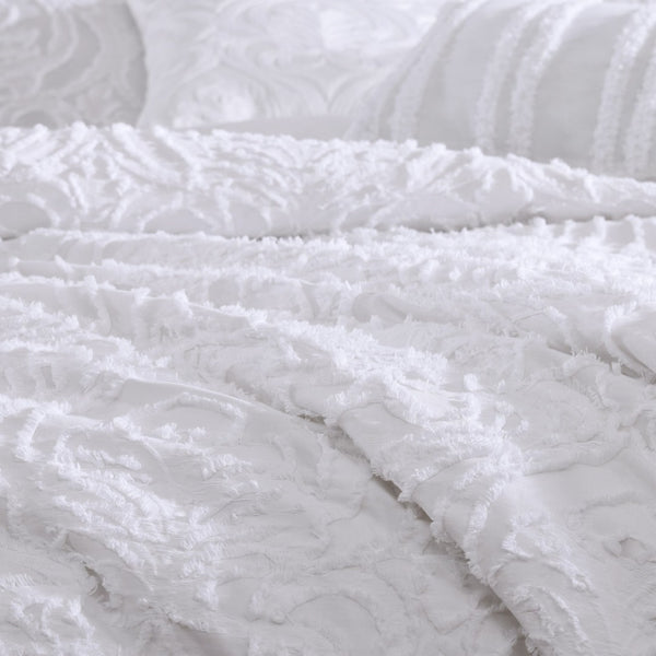 English Elm Rhapsody 6-Piece King Comforter Cover Set In Crisp White - Soft Cotton, Elegant Design & Easy Care B340P341968-GIGA