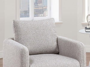 English Elm Modern Beige Bouclé Swivel Accent Chair — 360° Upholstered Low-Profile Cushion Chair with Wooden Base B011P369862