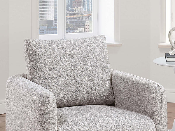 English Elm Modern Beige Bouclé Swivel Accent Chair — 360° Upholstered Low-Profile Cushion Chair with Wooden Base B011P369862