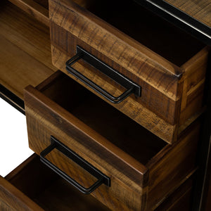 English Elm Dorvelle Rustic Acacia Buffet Cabinet 57" Wide Brown Wood & Metal with Soft-Close Drawers, 57"W B2736P354316