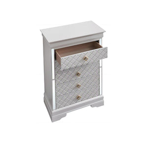 English Elm Verona Pearl White Chest with Dovetail Drawers, Metal Guides, Gold Crystal Handles, Ready-Assembled White 18 L x 33 W x 51 H B078P384068