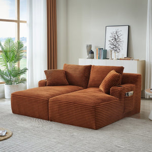 English Elm Compressible Corduroy Sleeper Loveseat with Cupholders Ready in 72 Hours No Assembly Orange W2339P411865